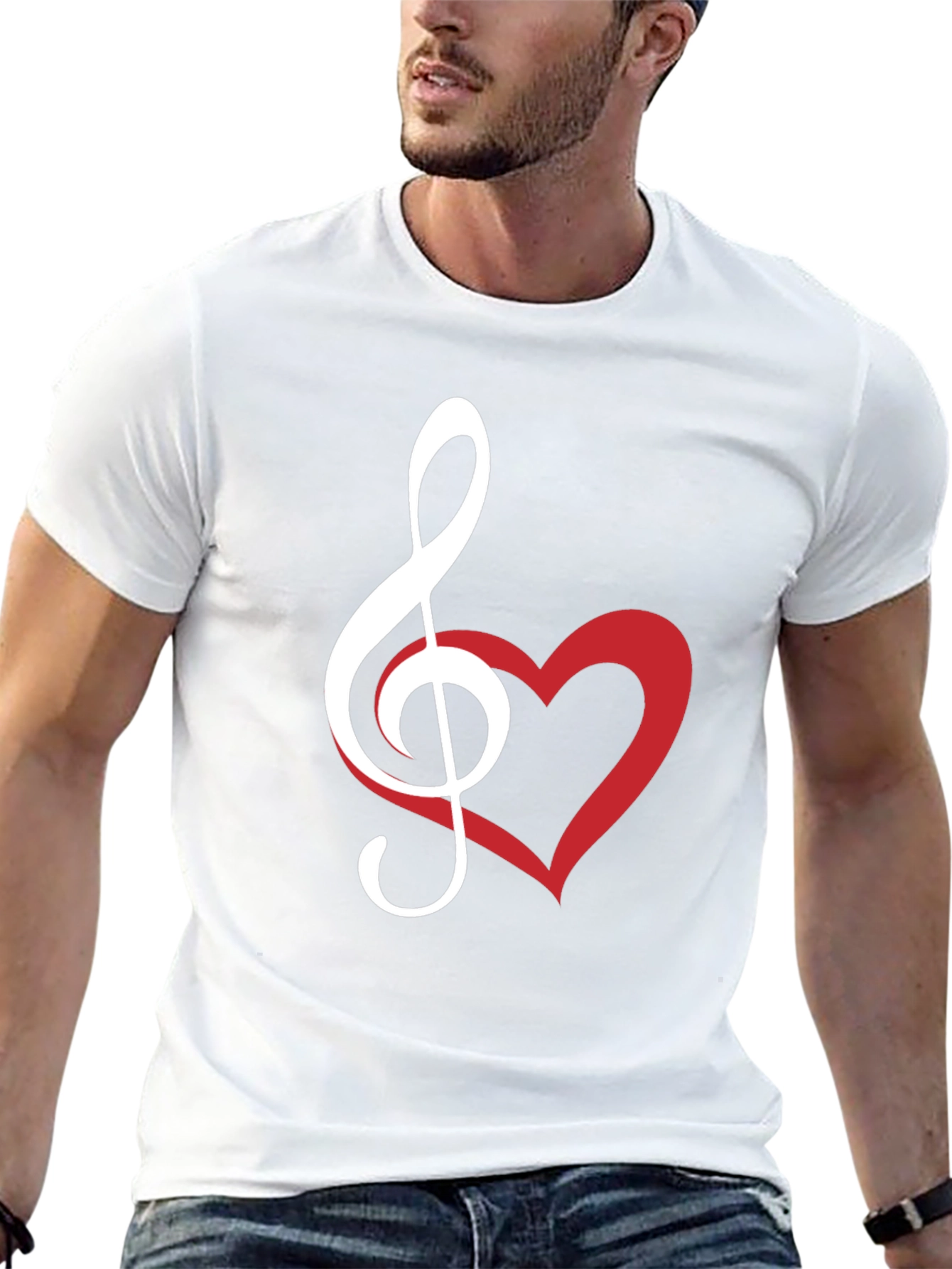 Music Lovers Tee - Treble Clef & Heart Design