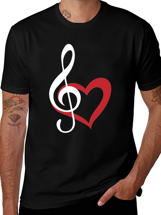 Music Lovers Tee - Treble Clef & Heart Design