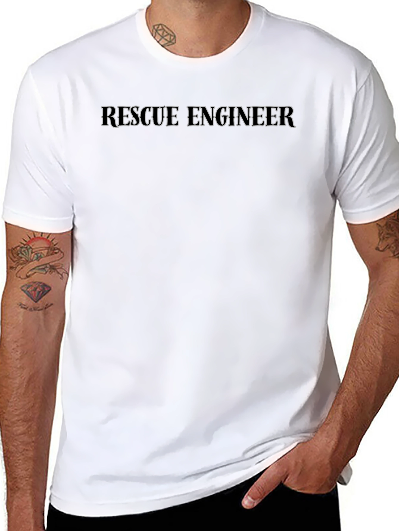 Rescue Engineer T-Shirt - Black Crew Neck Tee