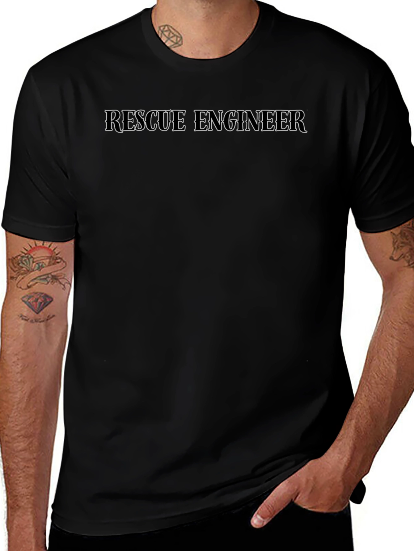 Rescue Engineer T-Shirt - Black Crew Neck Tee