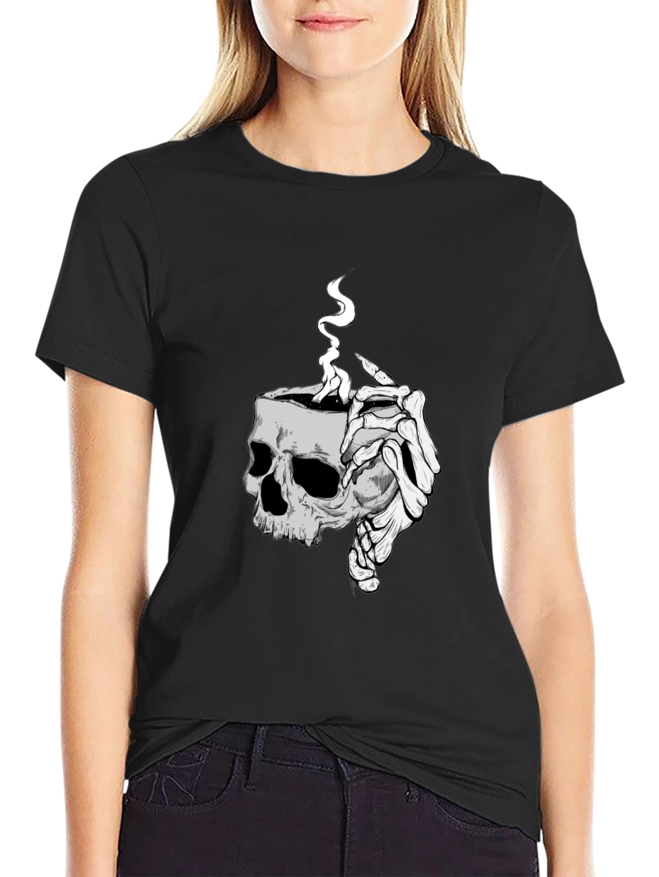 Skull Coffee T-Shirt - Grim Reaper Style