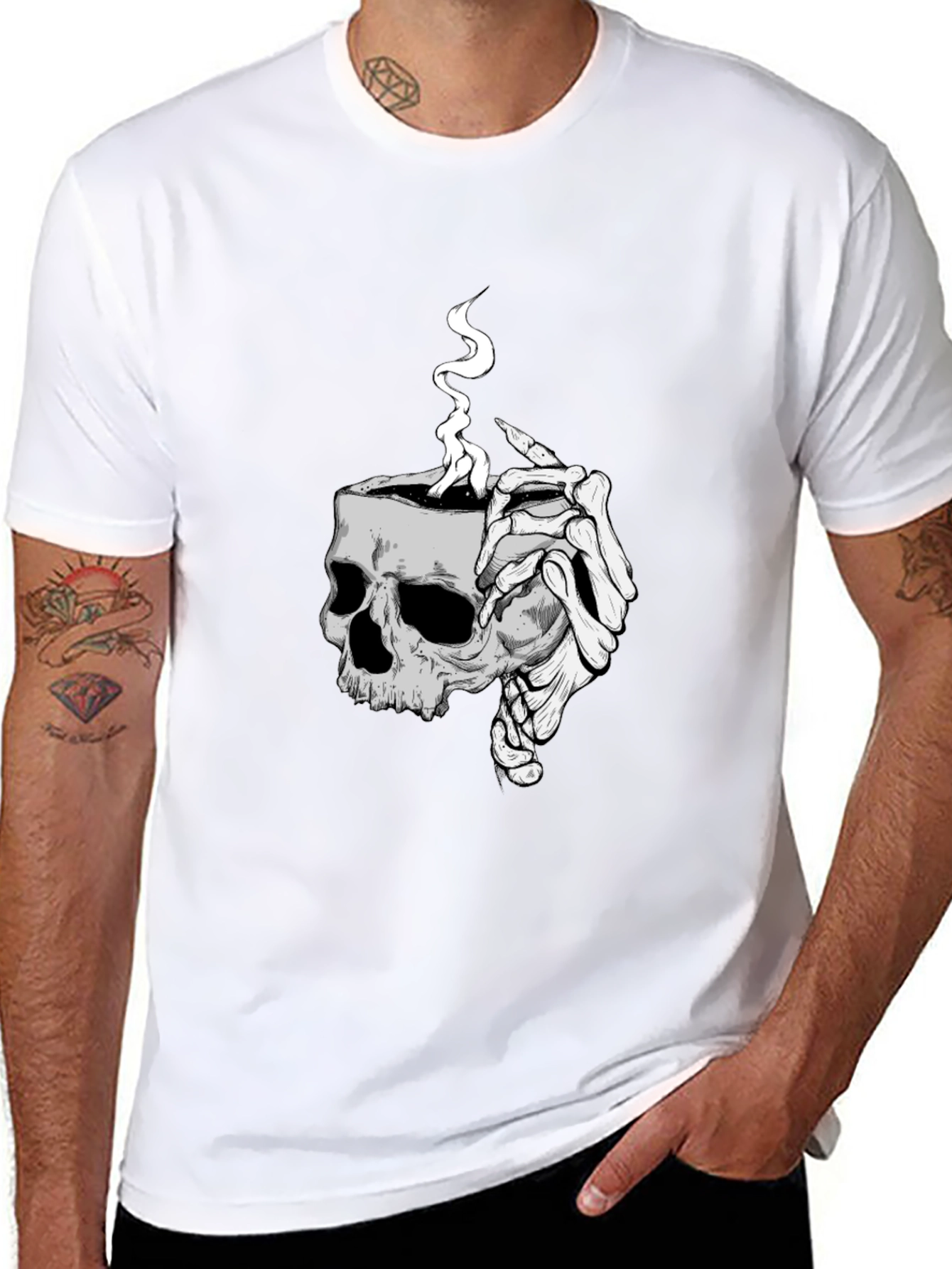 Skull Coffee T-Shirt - Grim Reaper Style