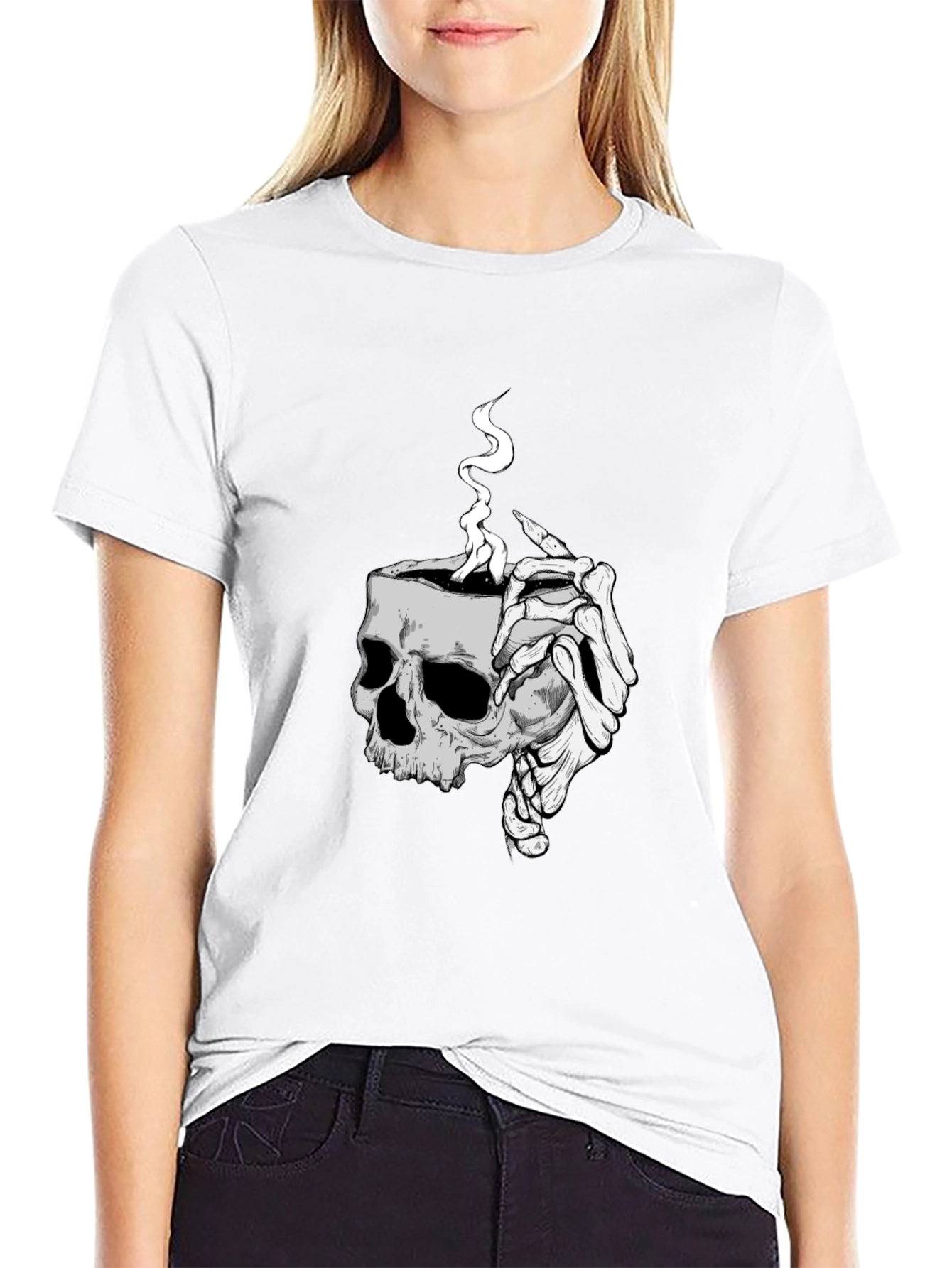 Skull Coffee T-Shirt - Grim Reaper Style