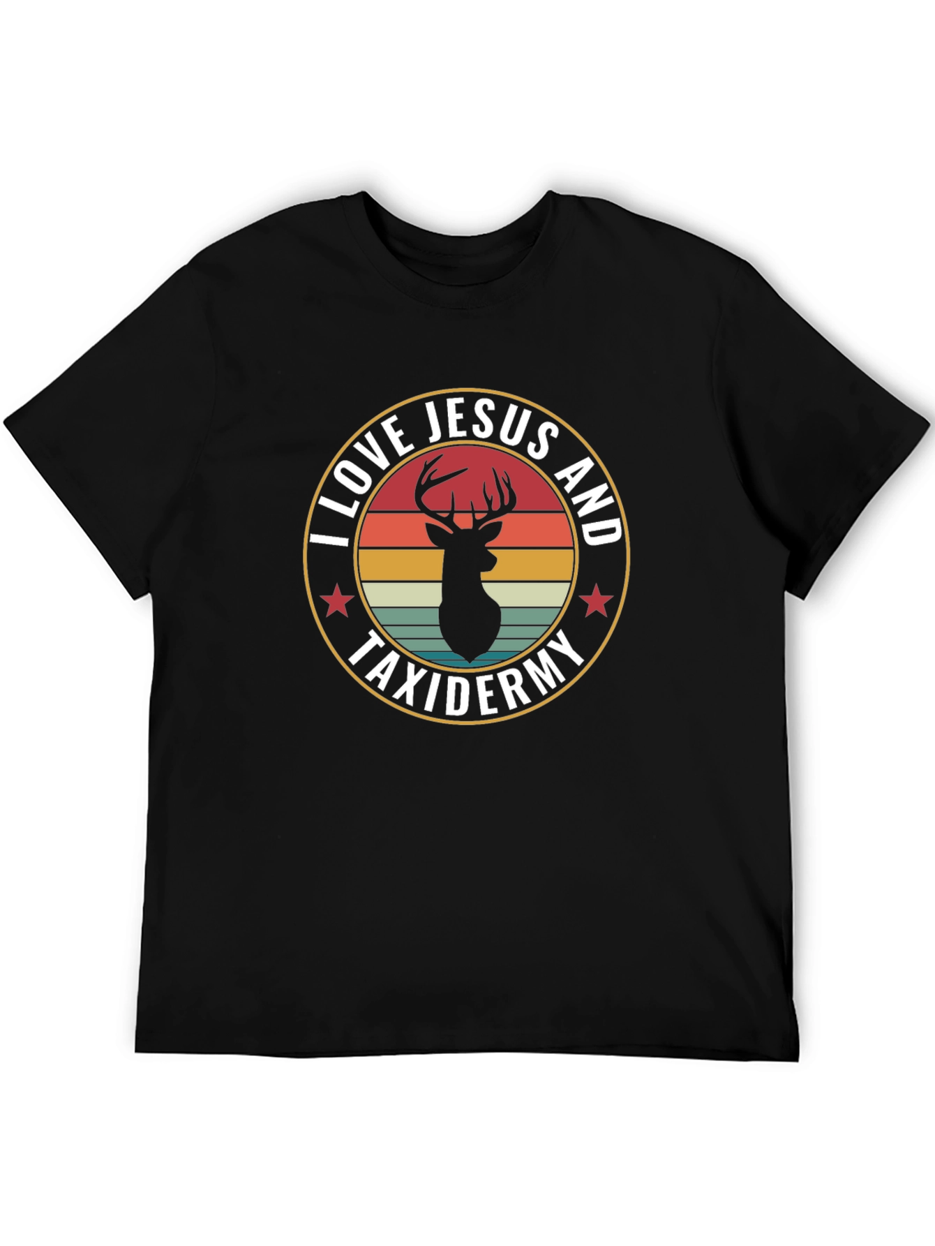 I Love Jesus and Taxidermy Deer Graphic T-Shirt