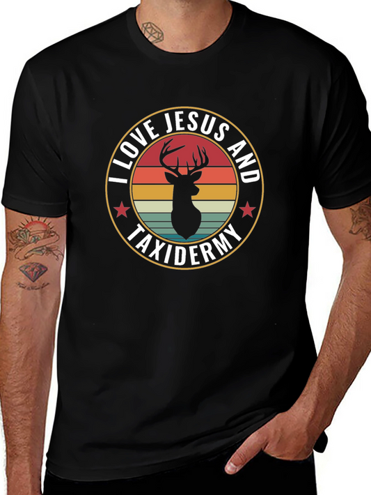 I Love Jesus and Taxidermy Deer Graphic T-Shirt
