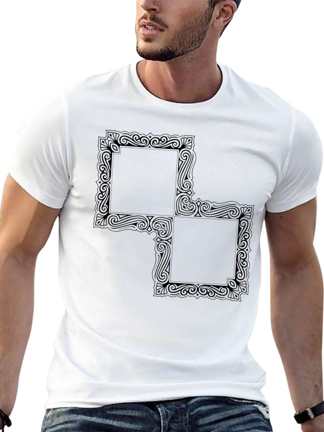 Abstract Framed Squares Black T-Shirt