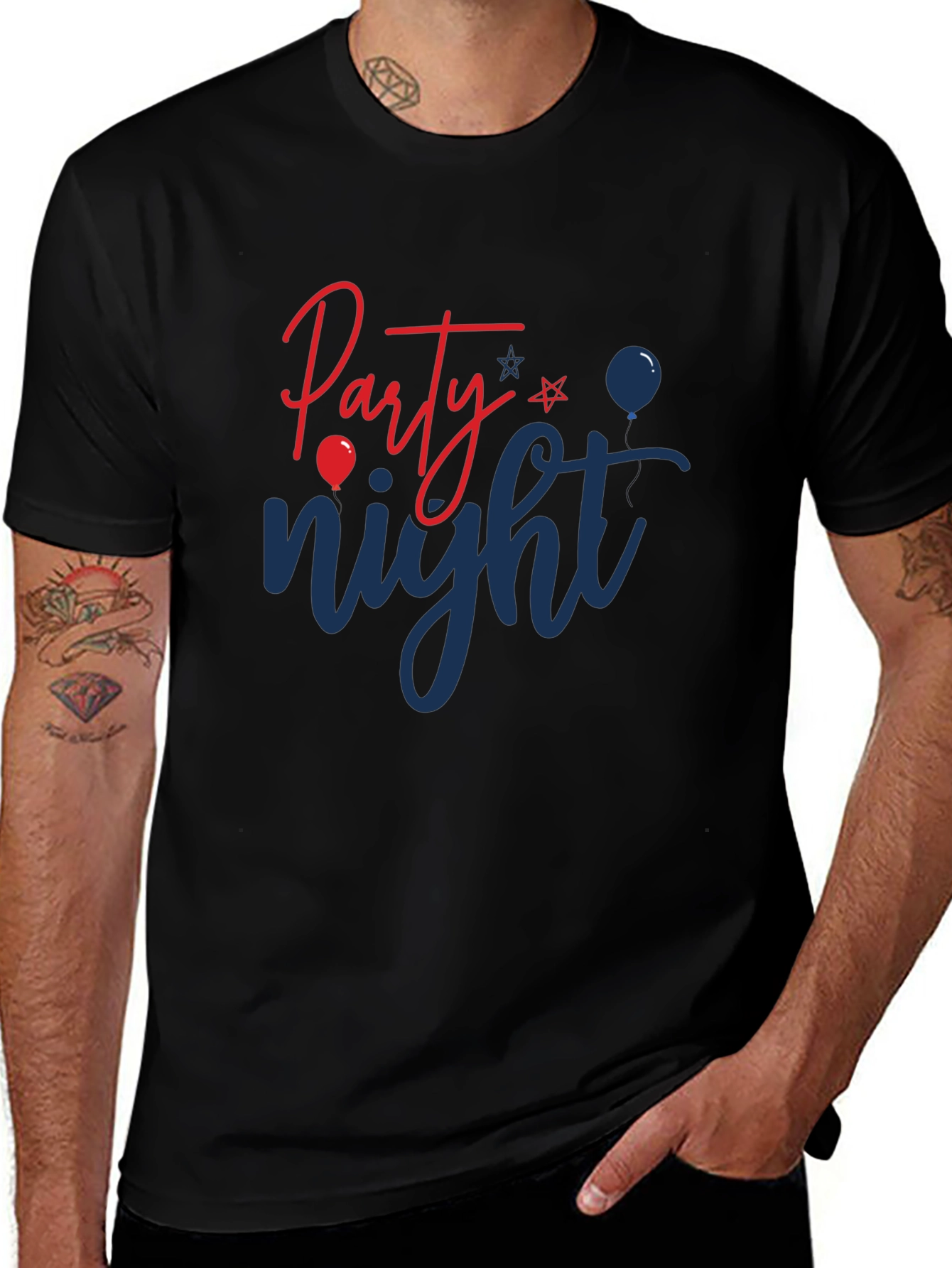 Party Night Graphic Tee - Black Cotton Blend
