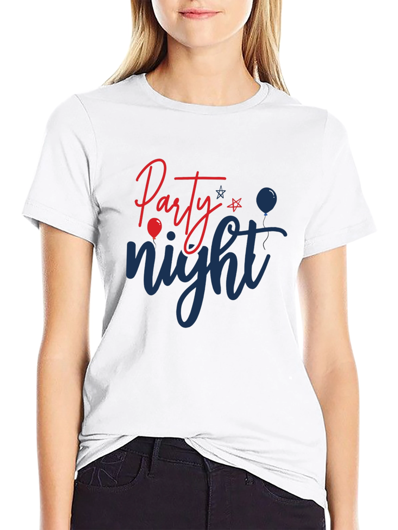 Party Night Graphic Tee - Black Cotton Blend