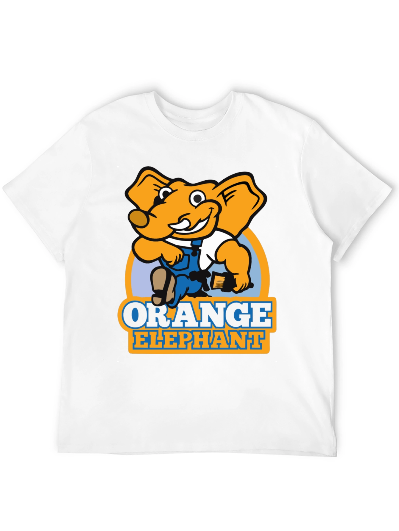 Orange Elephant Cartoon Graphic T-Shirt