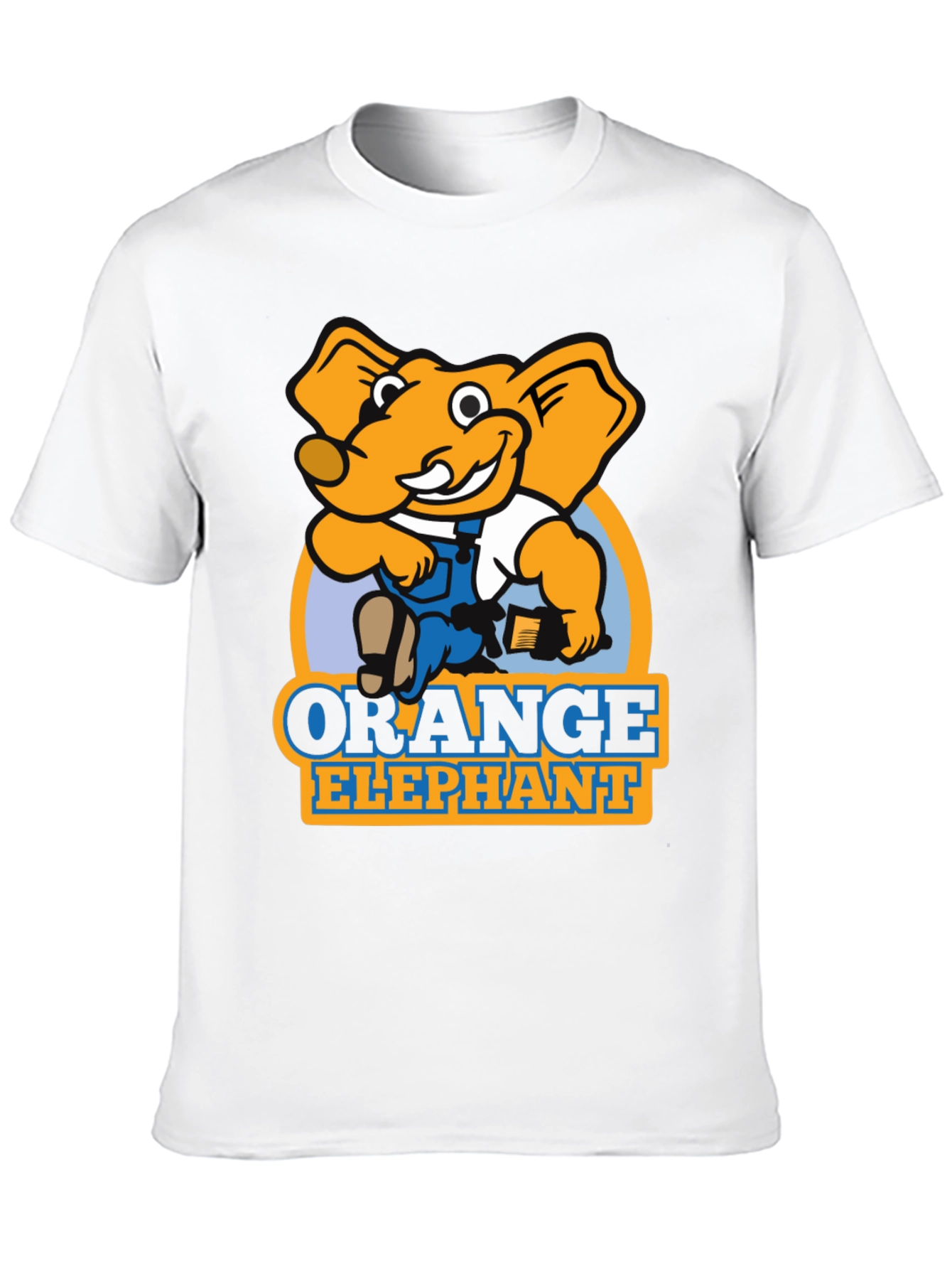 Orange Elephant Cartoon Graphic T-Shirt