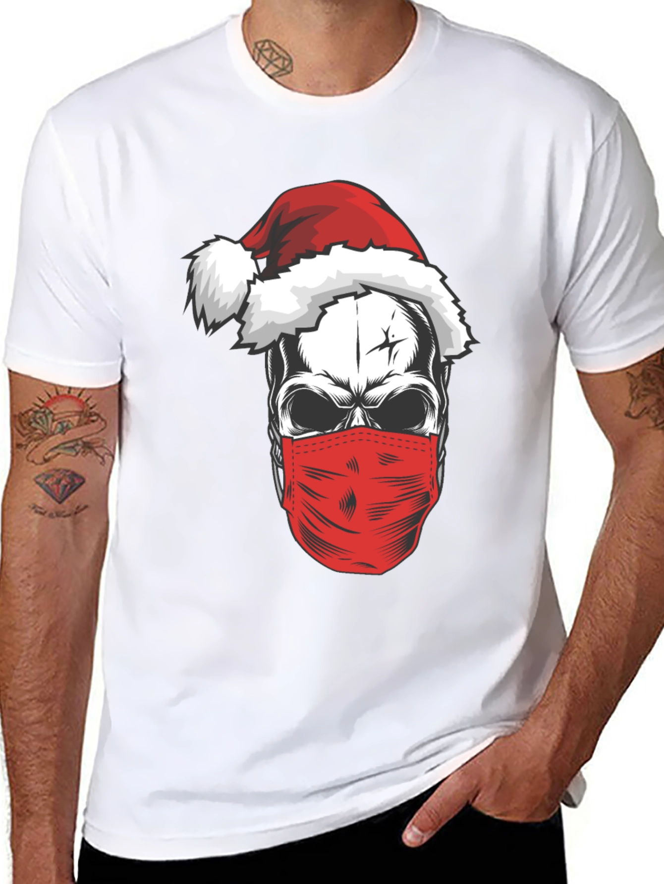 Santa Skull Mask T-Shirt - Holiday Humor