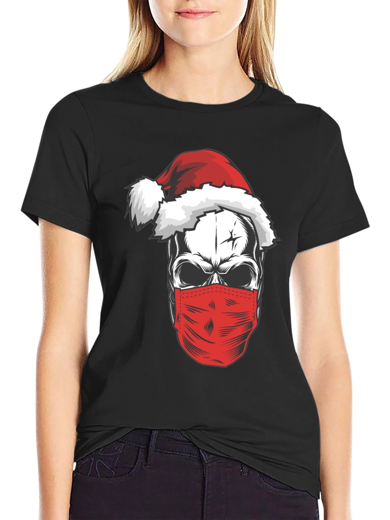 Santa Skull Mask T-Shirt - Holiday Humor
