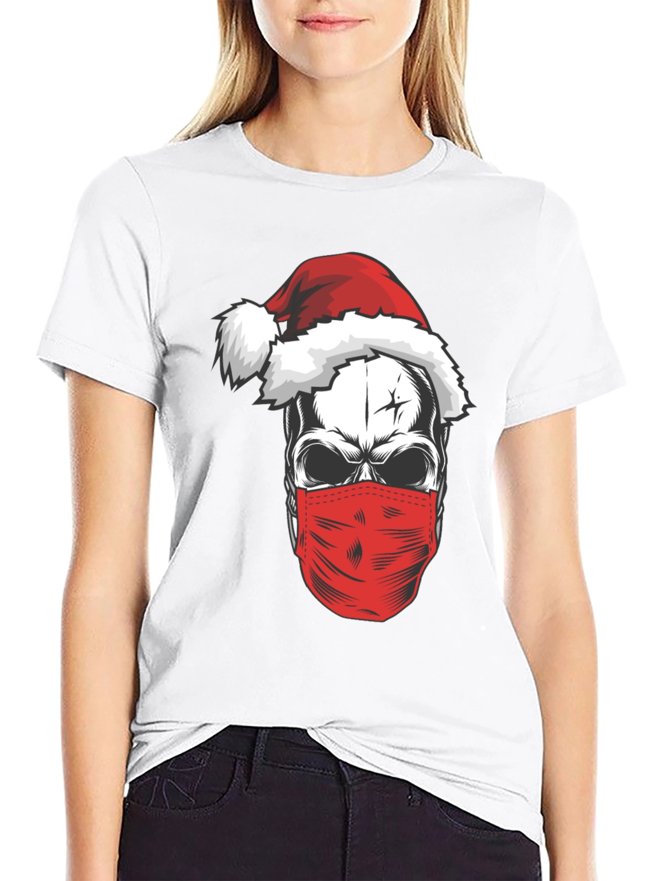 Santa Skull Mask T-Shirt - Holiday Humor
