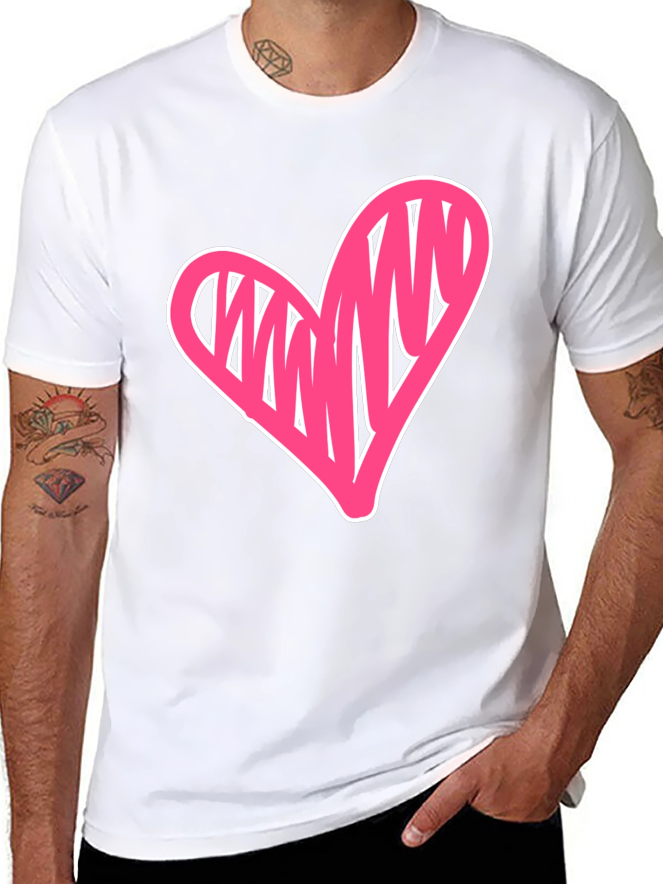 Heart Scribble Graphic Tee - Casual Black T-Shirt