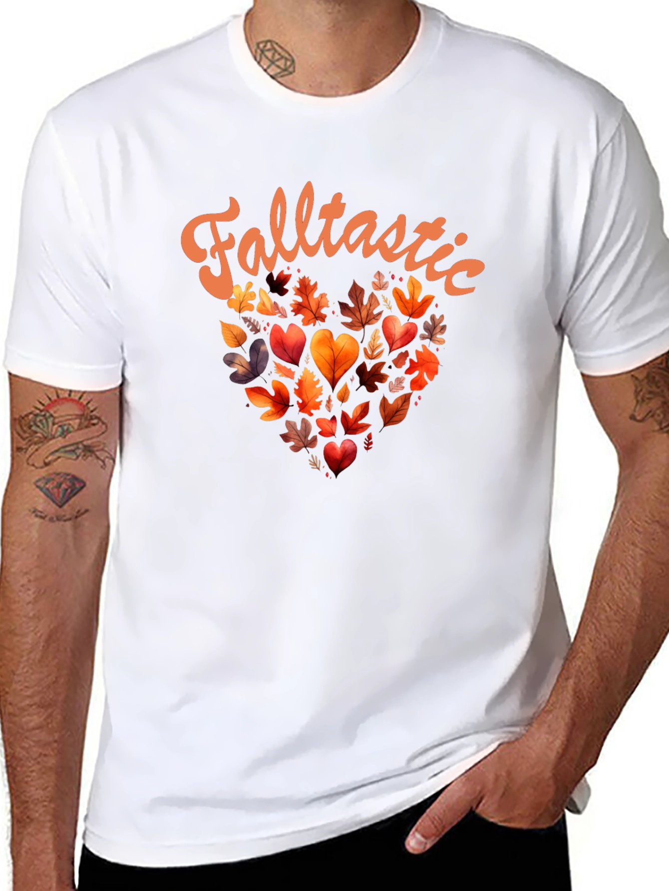 Falltastic Autumn Leaves Heart Graphic Tee