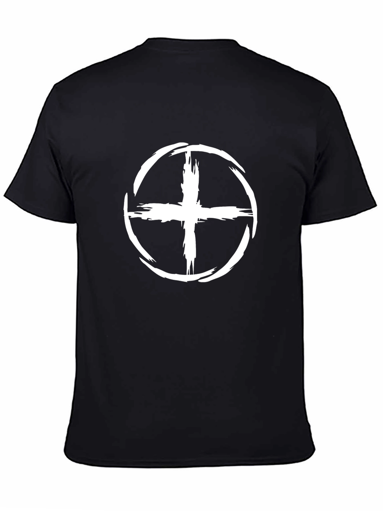 Modern Graphic Tee - White Circle Cross Design