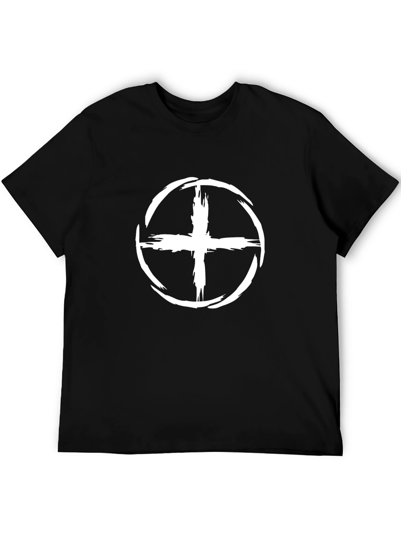 Modern Graphic Tee - White Circle Cross Design