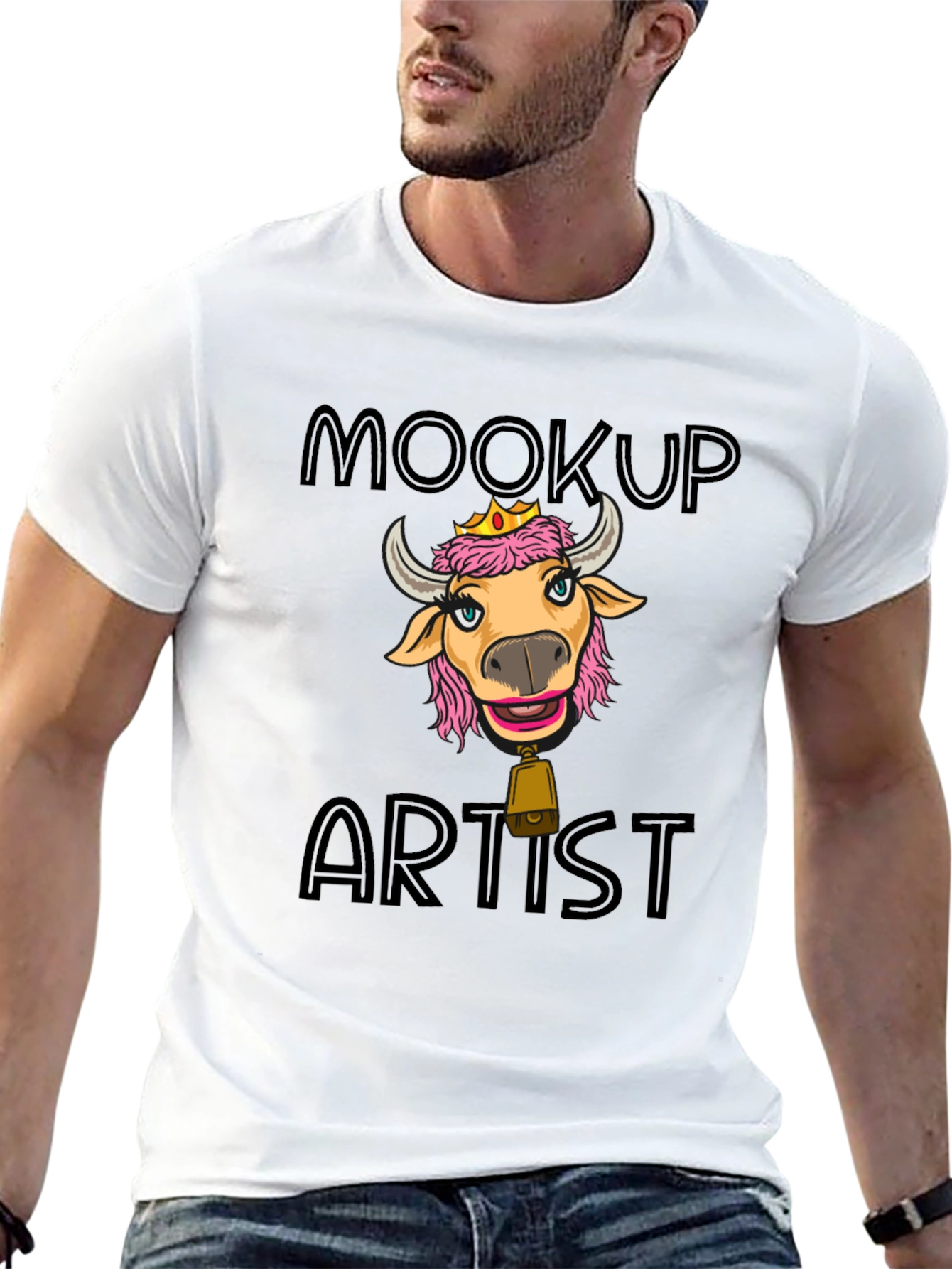 Moocup Artist Graphic T-Shirt Funny Cow Tee