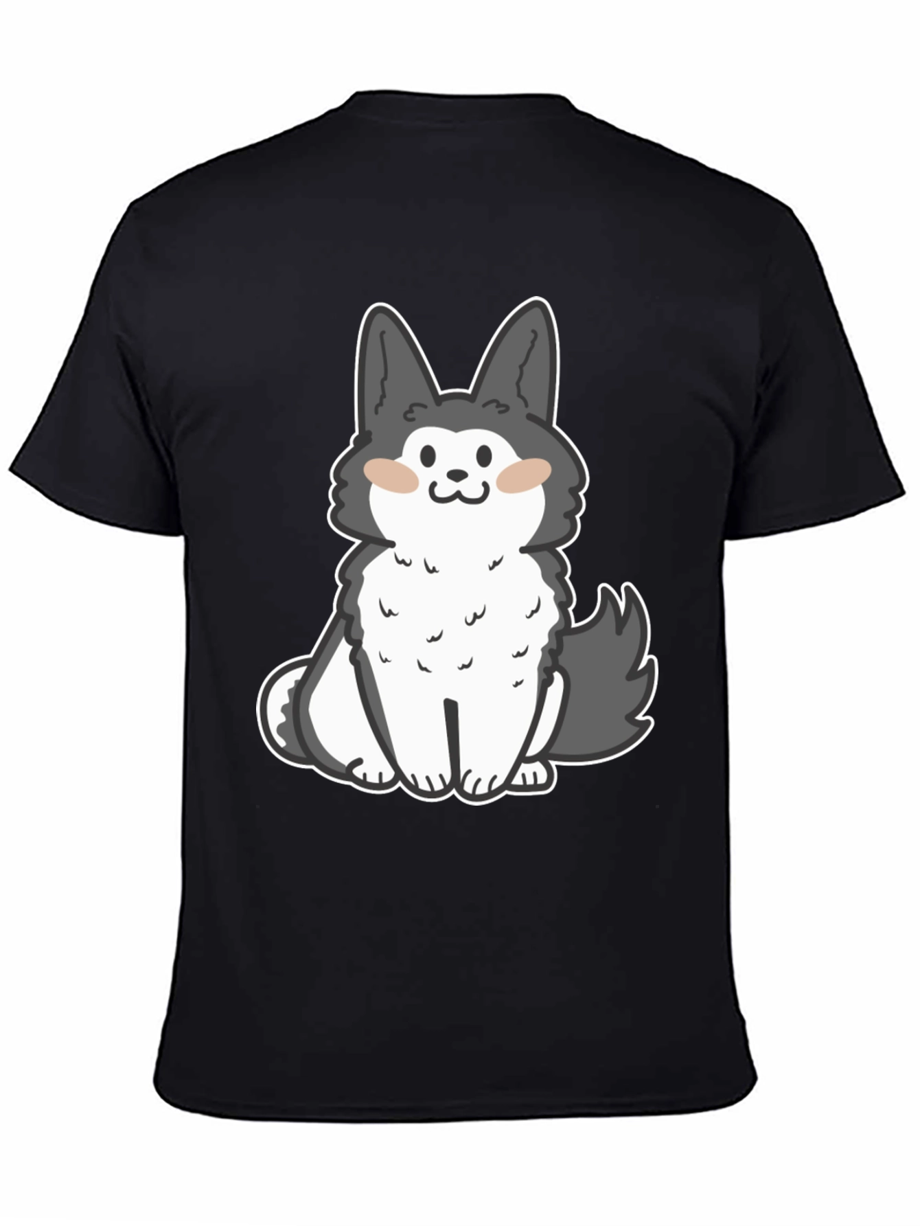 Cute Cartoon Dog Graphic Black T-Shirt