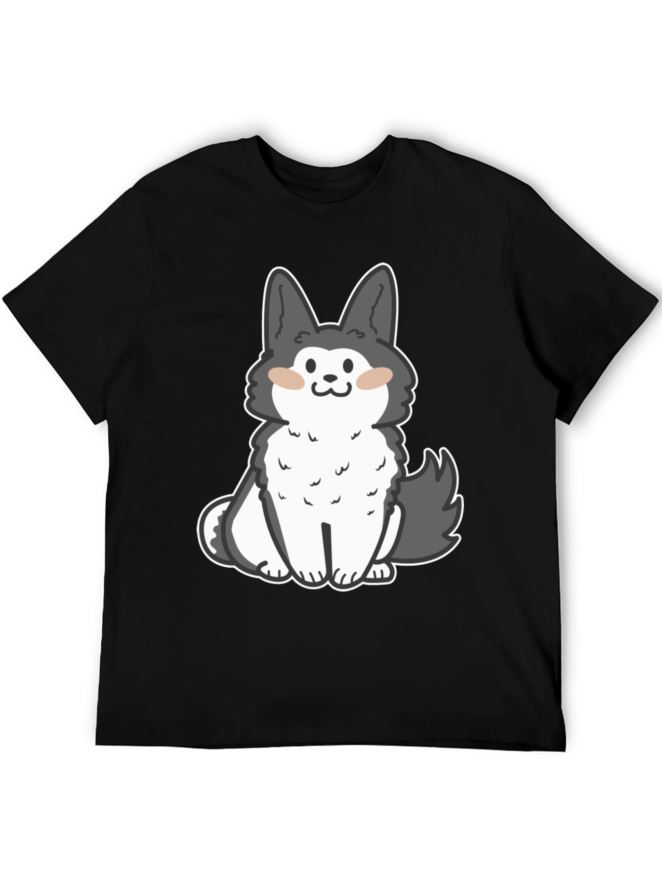 Cute Cartoon Dog Graphic Black T-Shirt