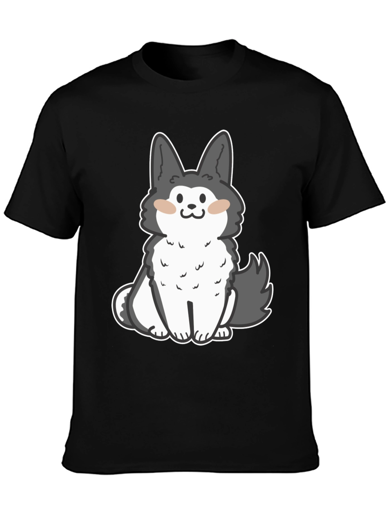 Cute Cartoon Dog Graphic Black T-Shirt