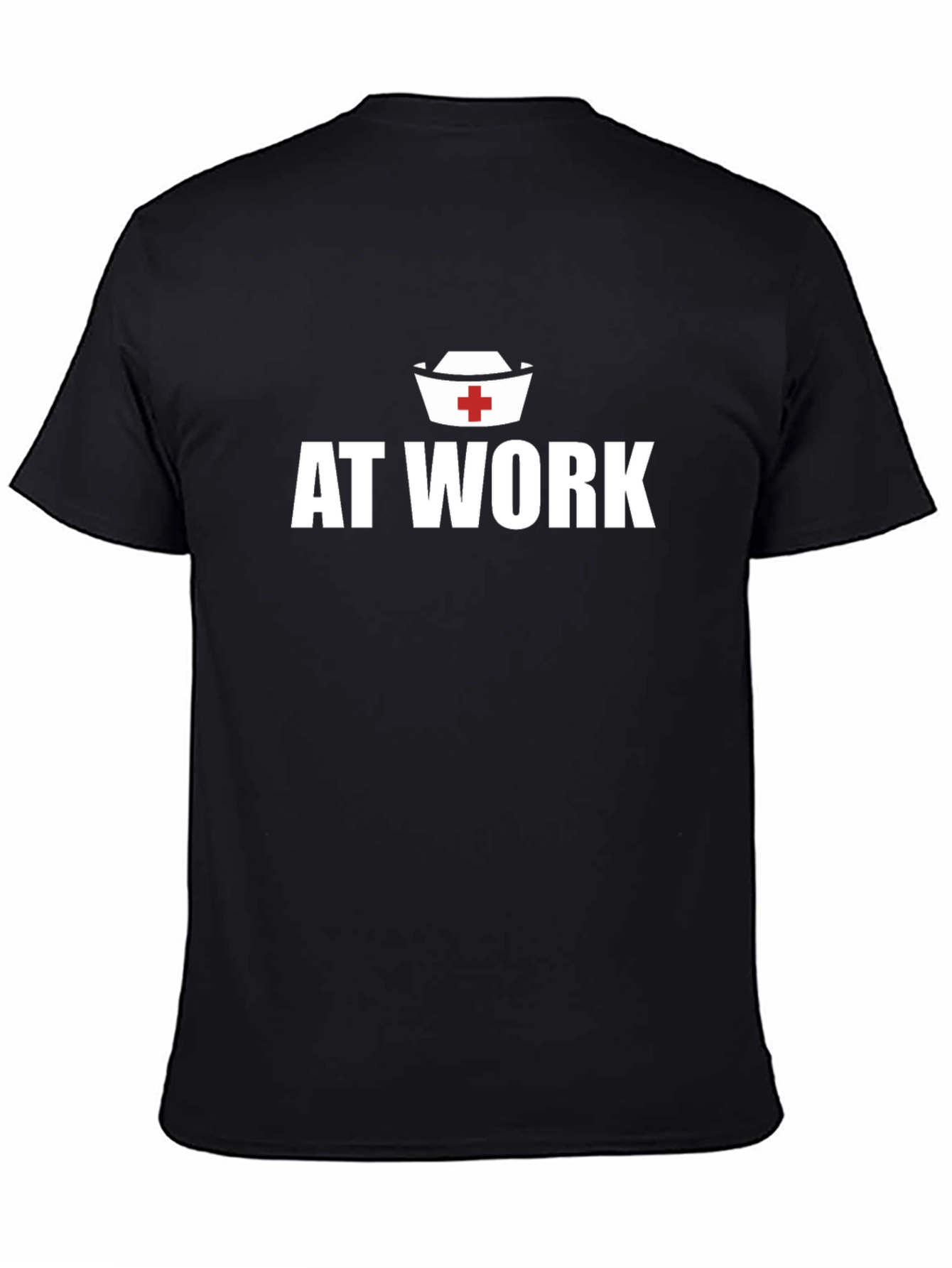 At Work Nurse T-Shirt - Black Crew Neck