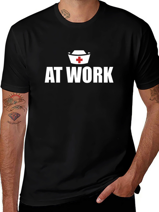 At Work Nurse T-Shirt - Black Crew Neck