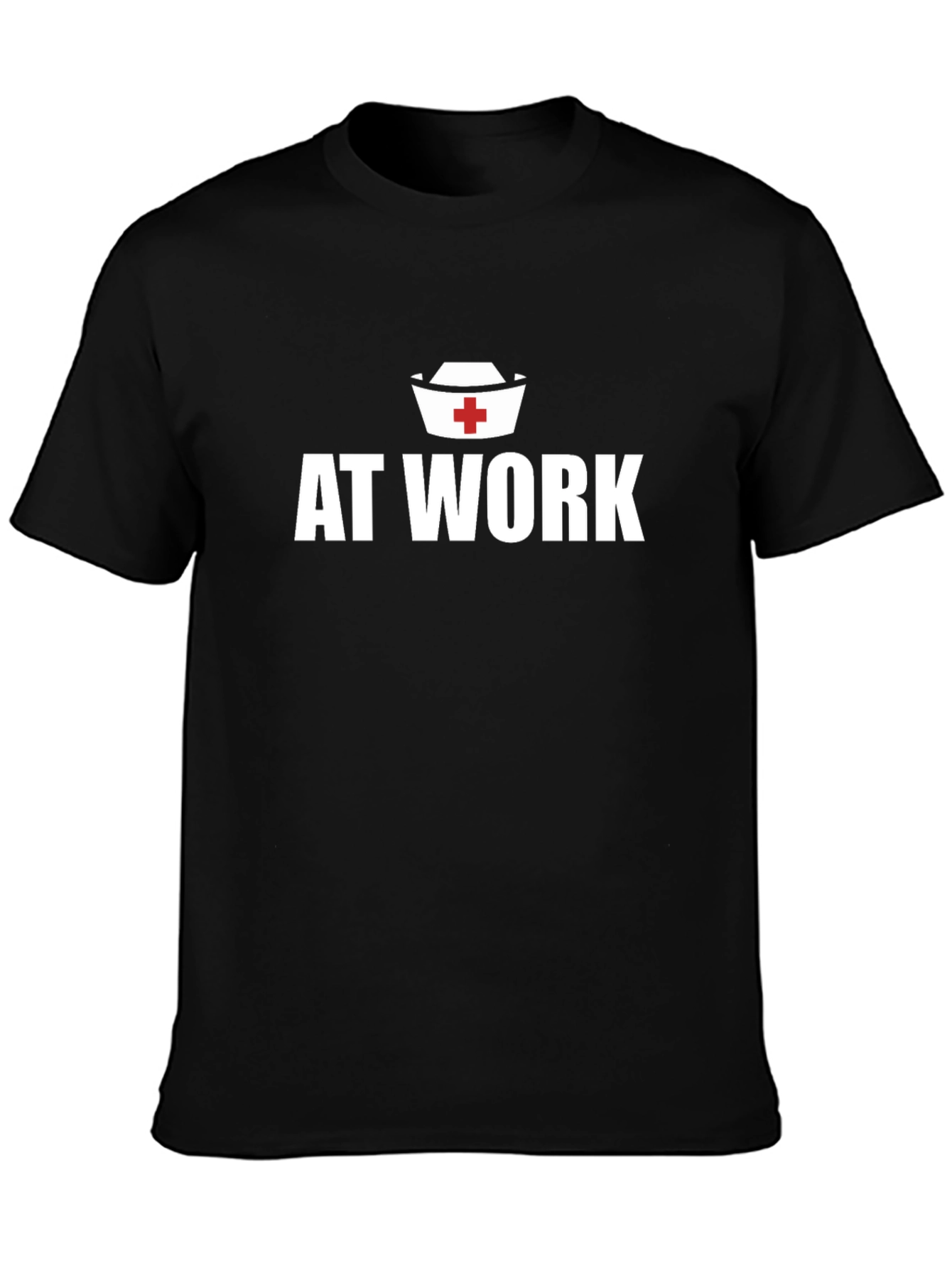 At Work Nurse T-Shirt - Black Crew Neck