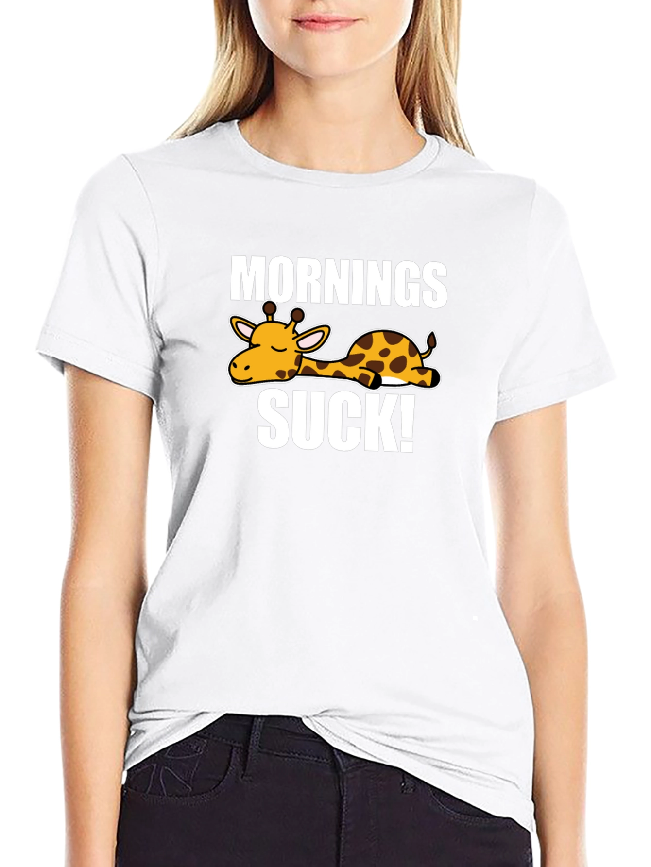 Mornings Suck Giraffe Graphic T-Shirt