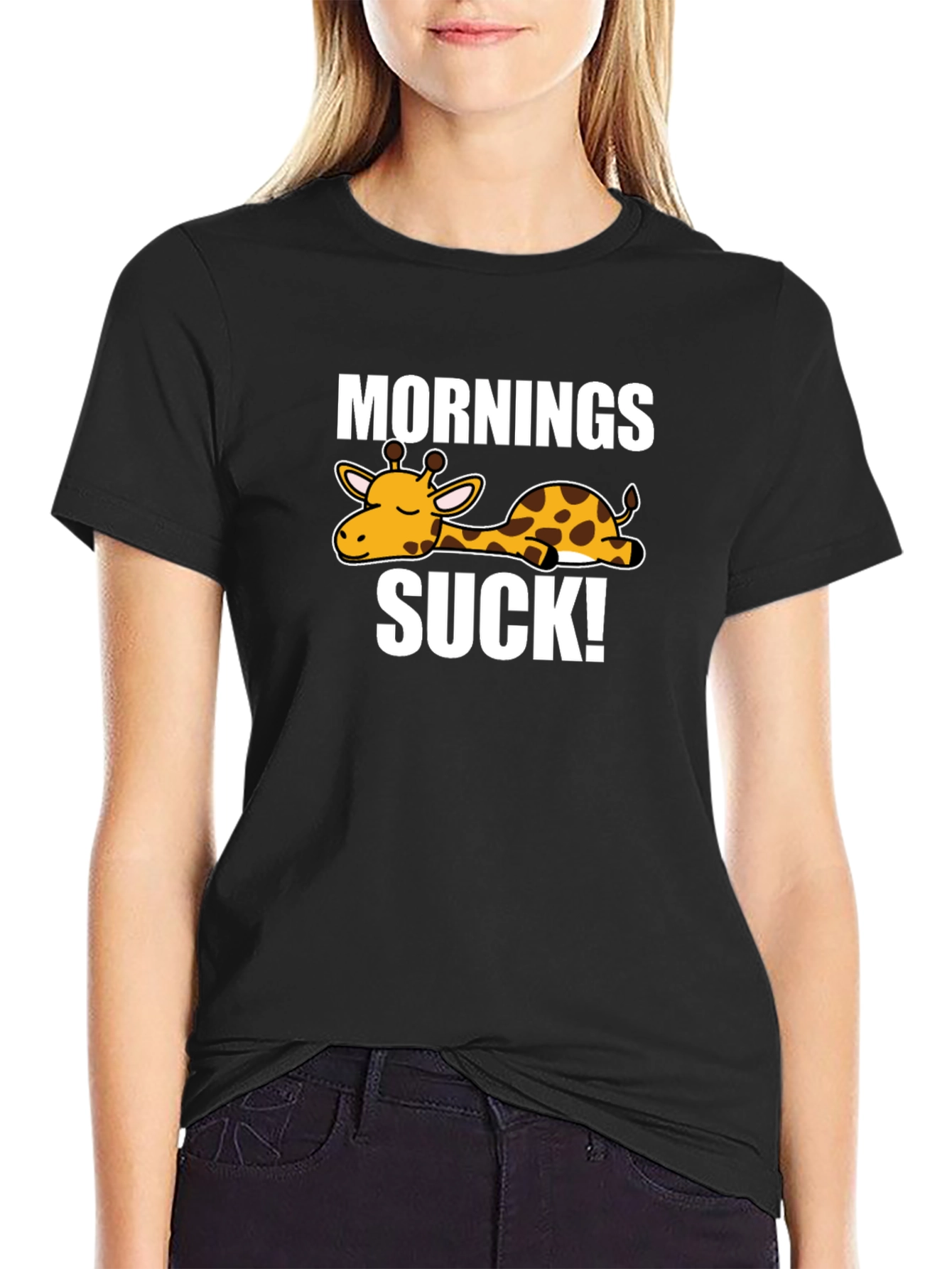 Mornings Suck Giraffe Graphic T-Shirt