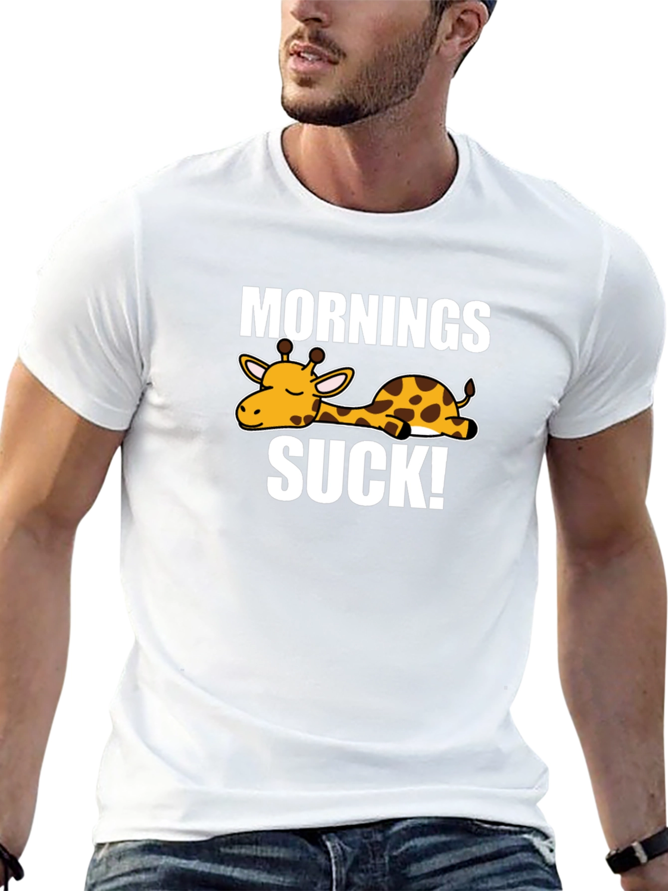 Mornings Suck Giraffe Graphic T-Shirt