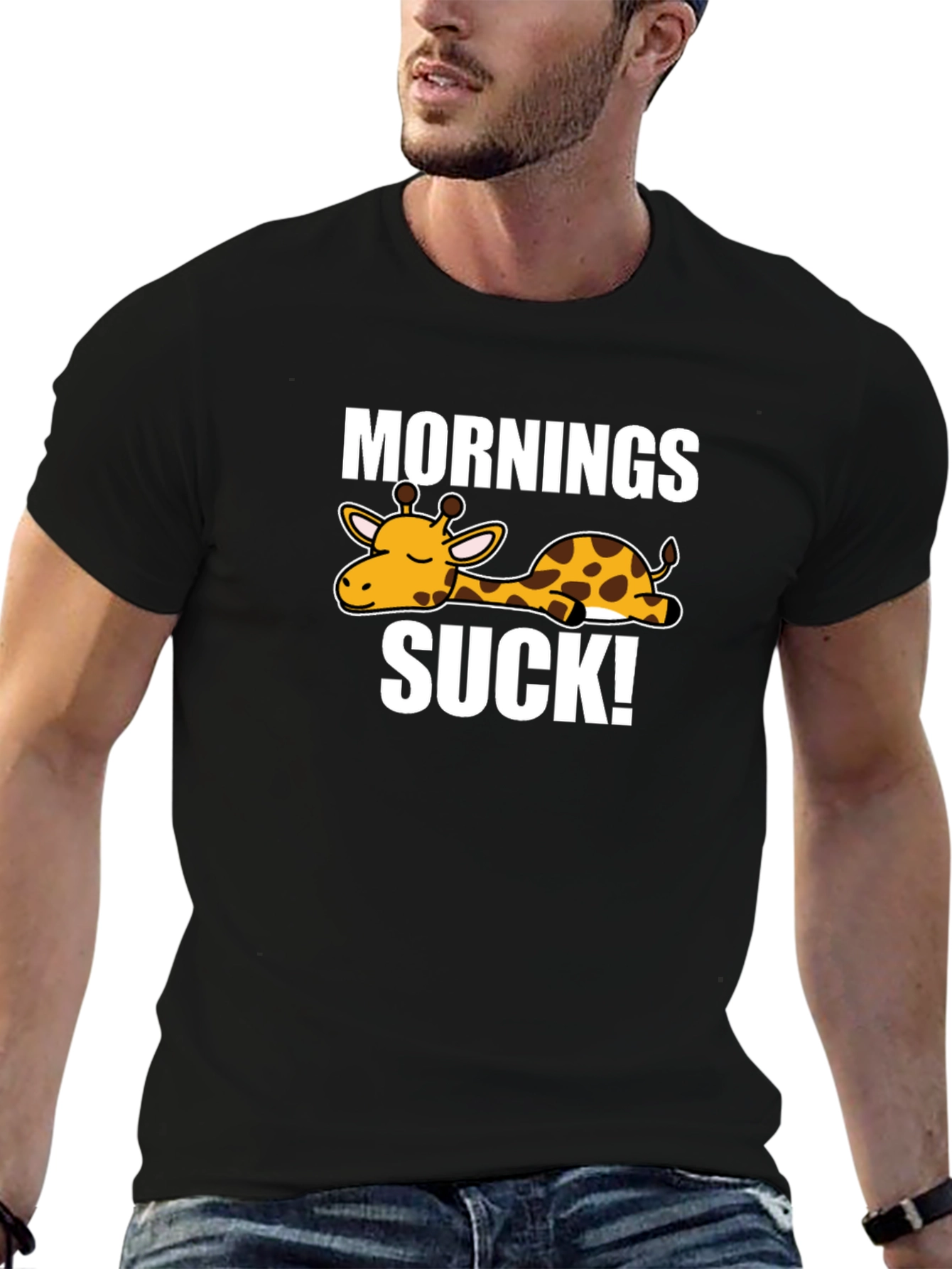 Mornings Suck Giraffe Graphic T-Shirt