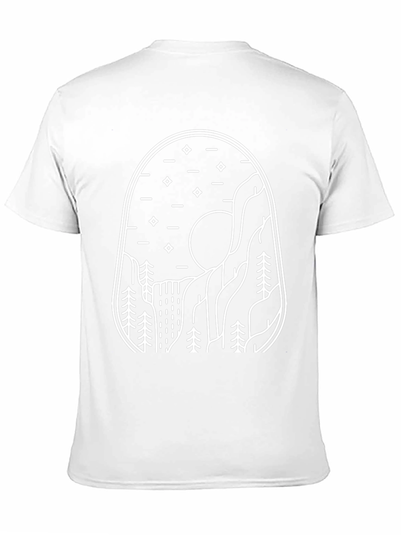 Minimalist Mountain Landscape Black T-Shirt