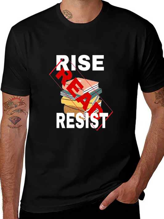 Rise Read Resist Graphic Tee - Black Cotton Comfort