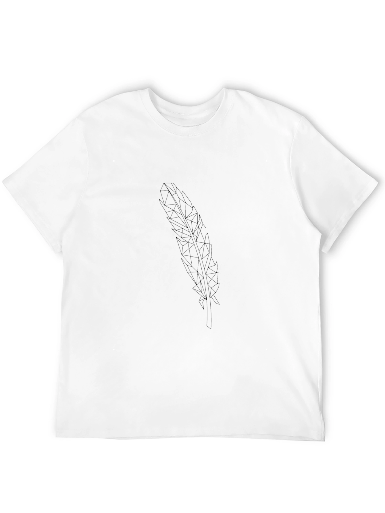 Geometric Feather Graphic Tee - Black