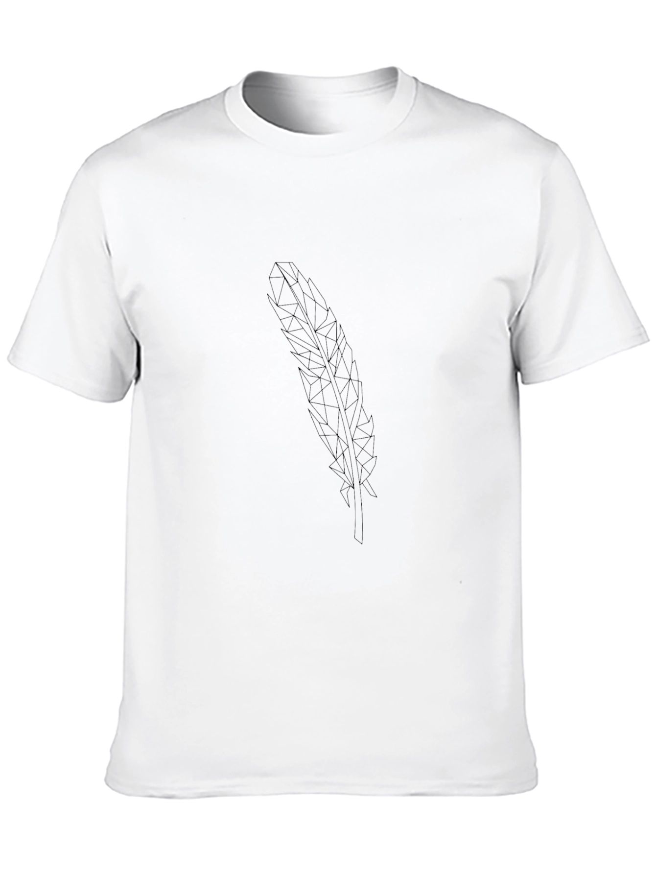 Geometric Feather Graphic Tee - Black