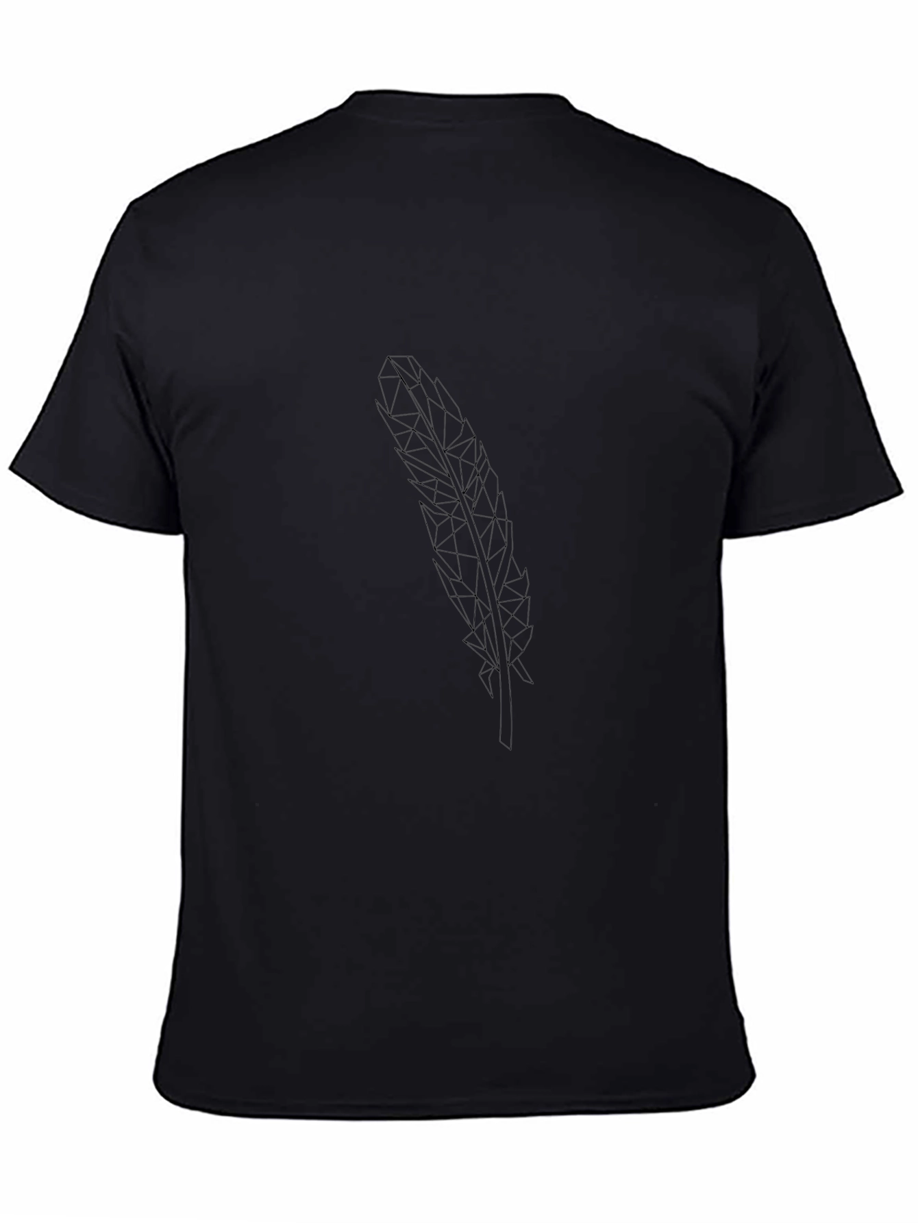 Geometric Feather Graphic Tee - Black