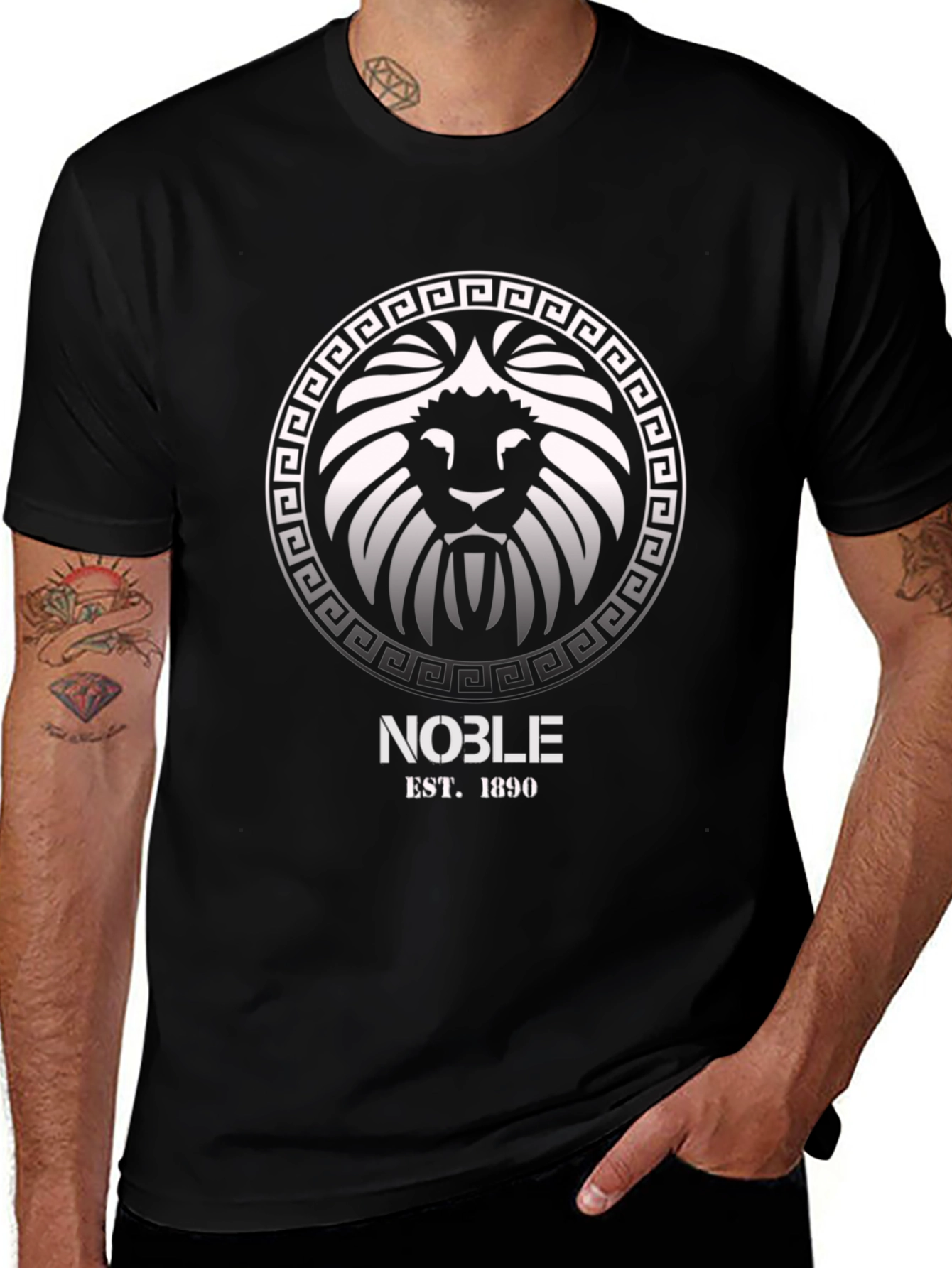 Noble Lion Crest Graphic T-Shirt - Black