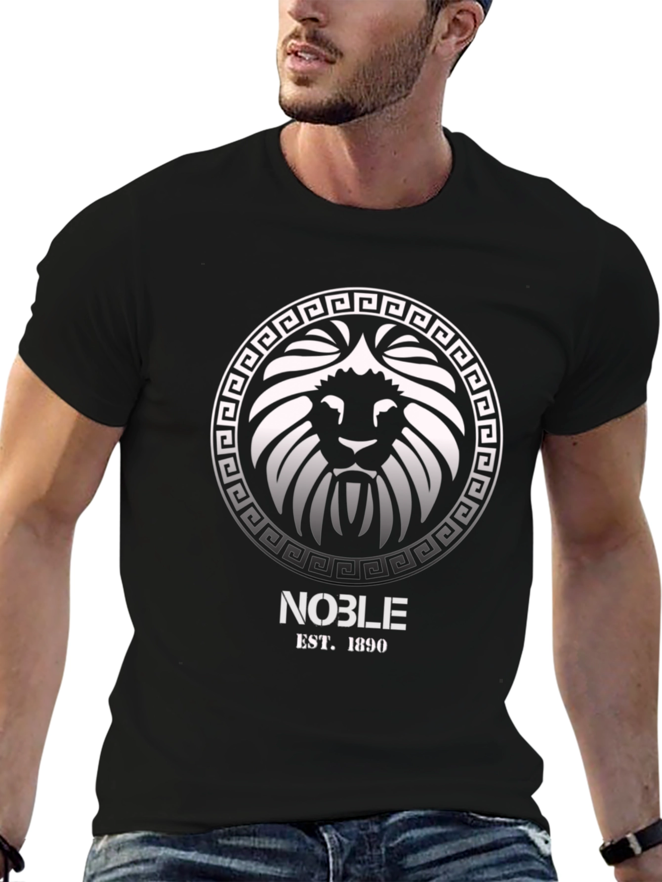 Noble Lion Crest Graphic T-Shirt - Black