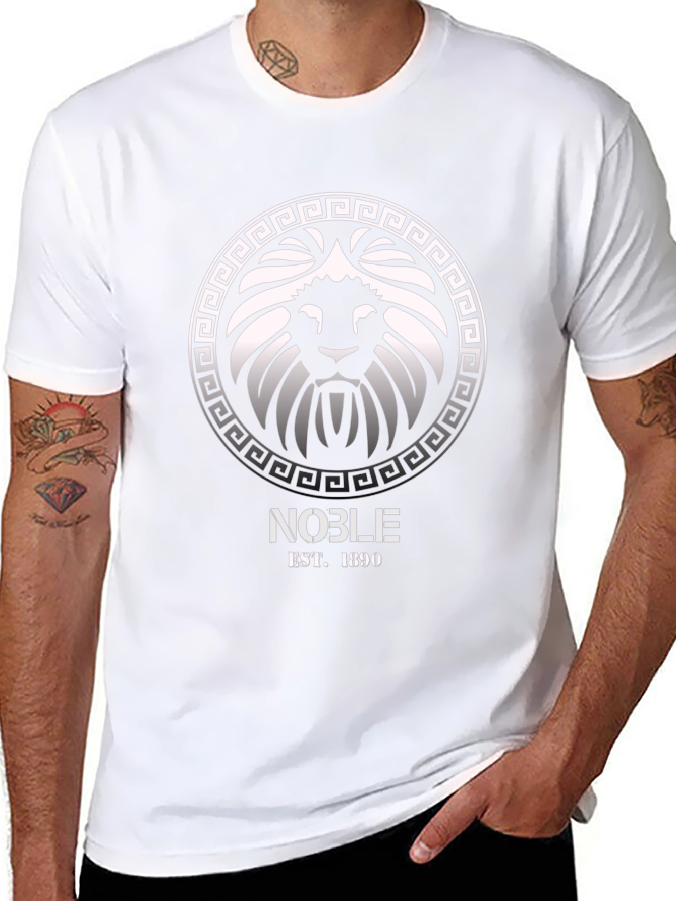 Noble Lion Crest Graphic T-Shirt - Black
