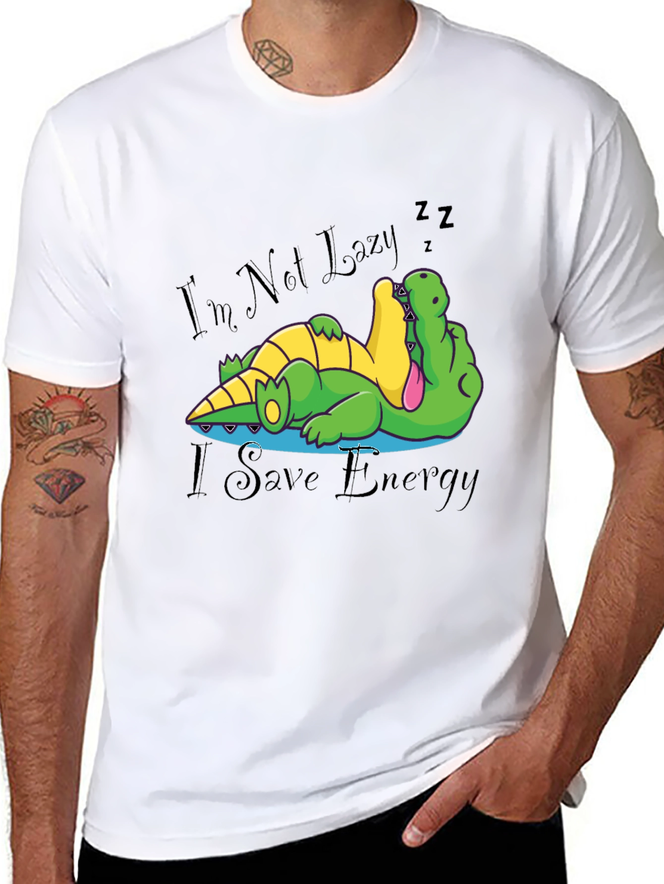 Lazy Alligator Graphic Tee - Save Energy!