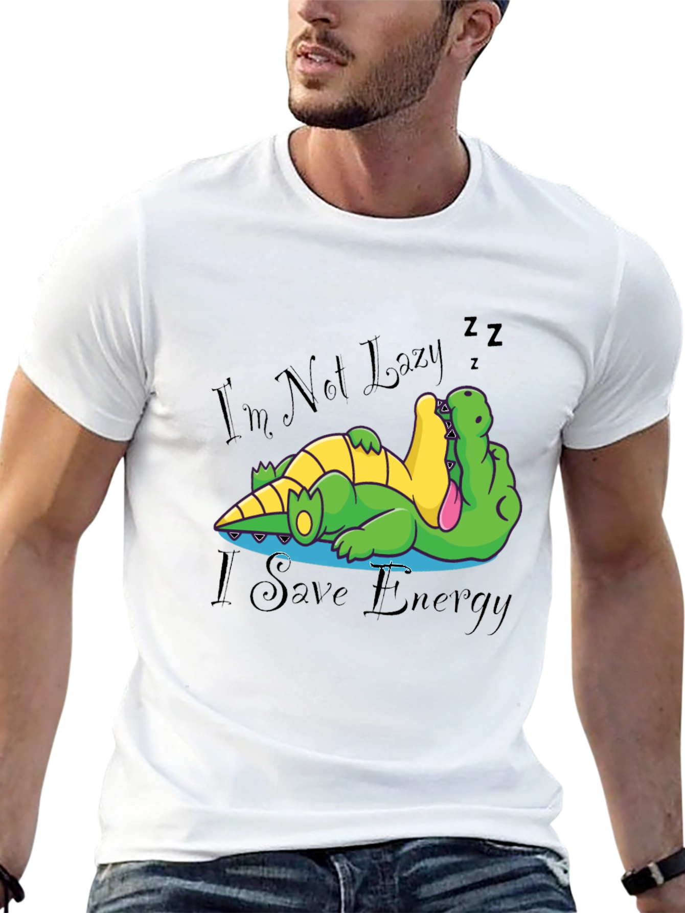 Lazy Alligator Graphic Tee - Save Energy!