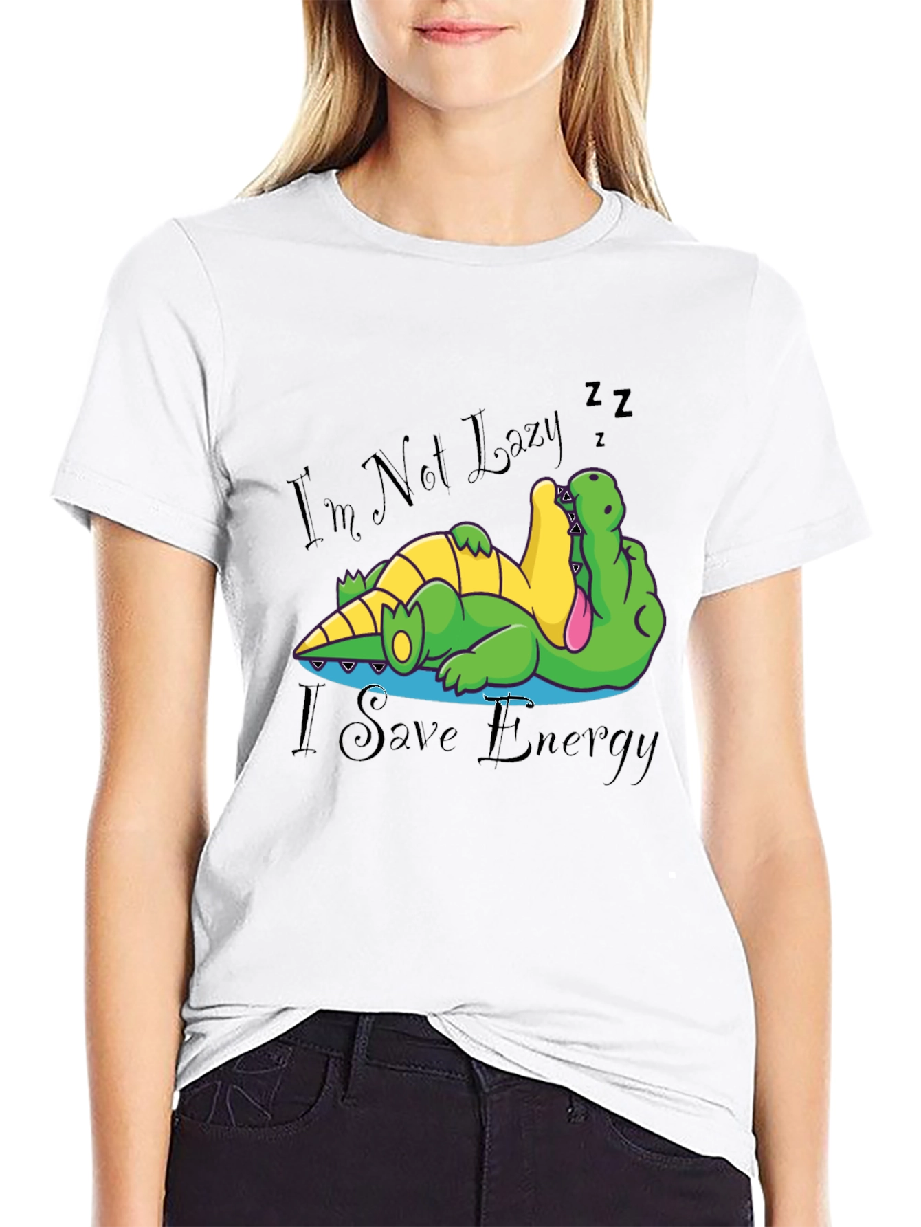 Lazy Alligator Graphic Tee - Save Energy!