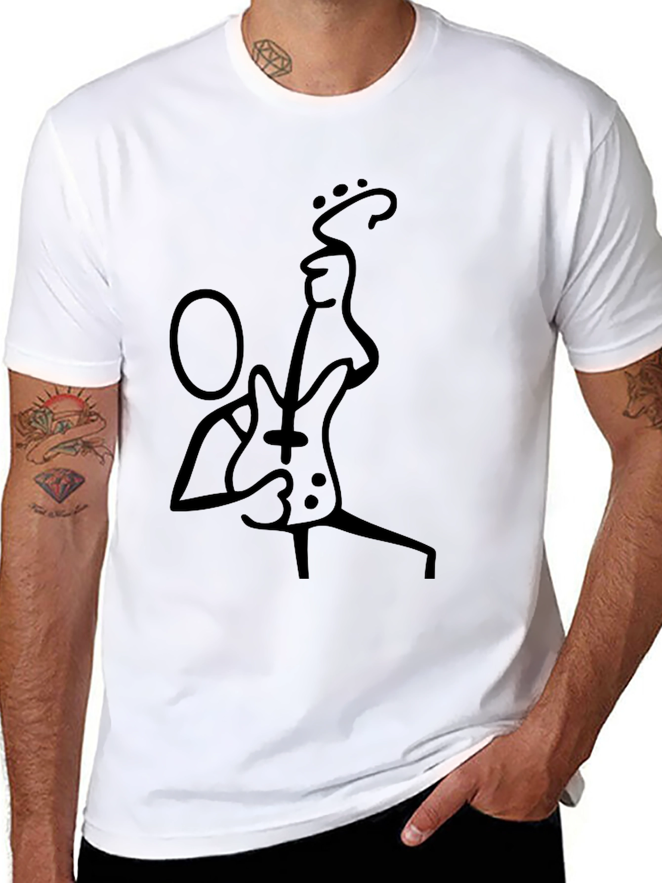Stick Figure Guitarist Black T-Shirt