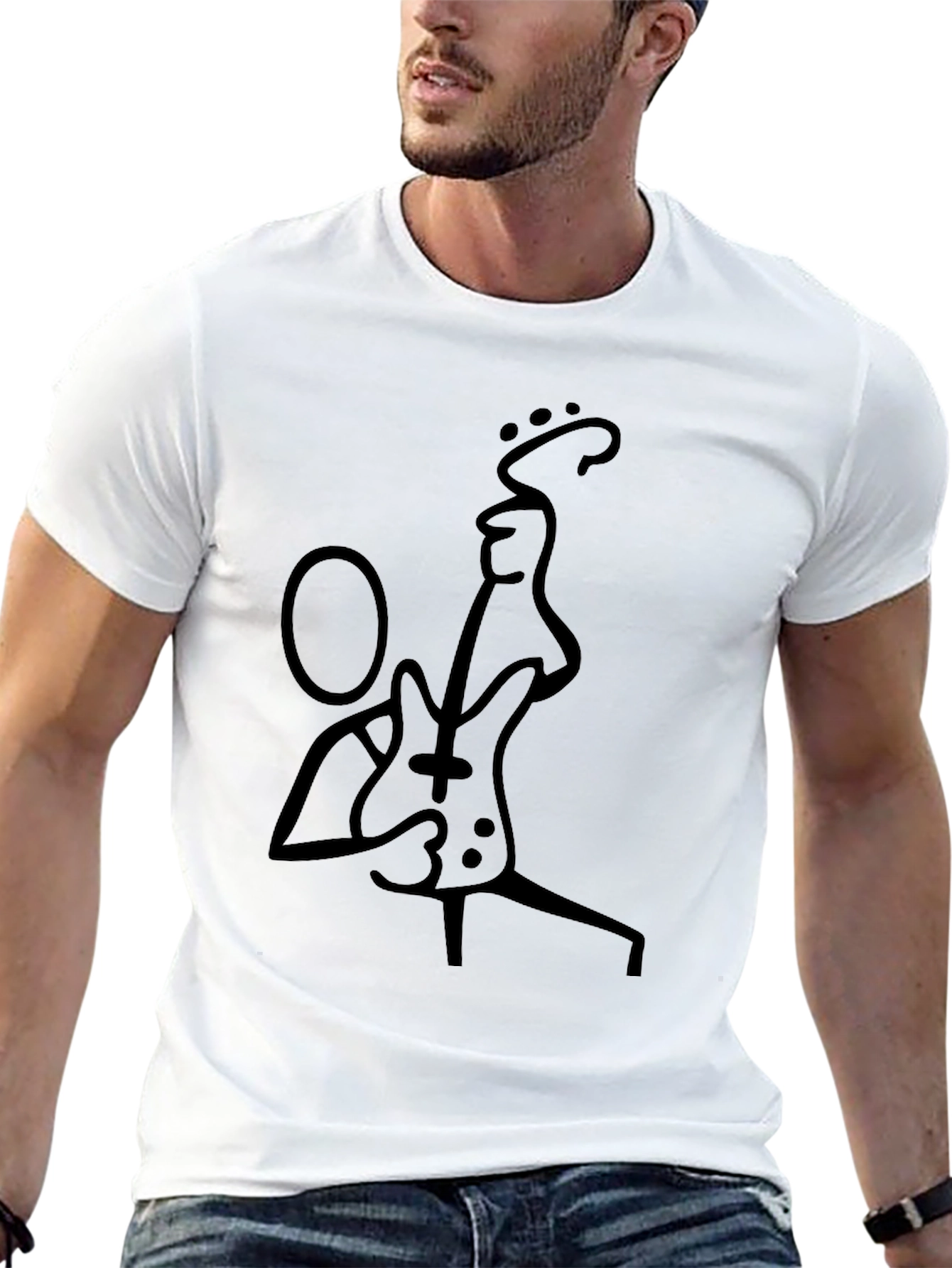 Stick Figure Guitarist Black T-Shirt