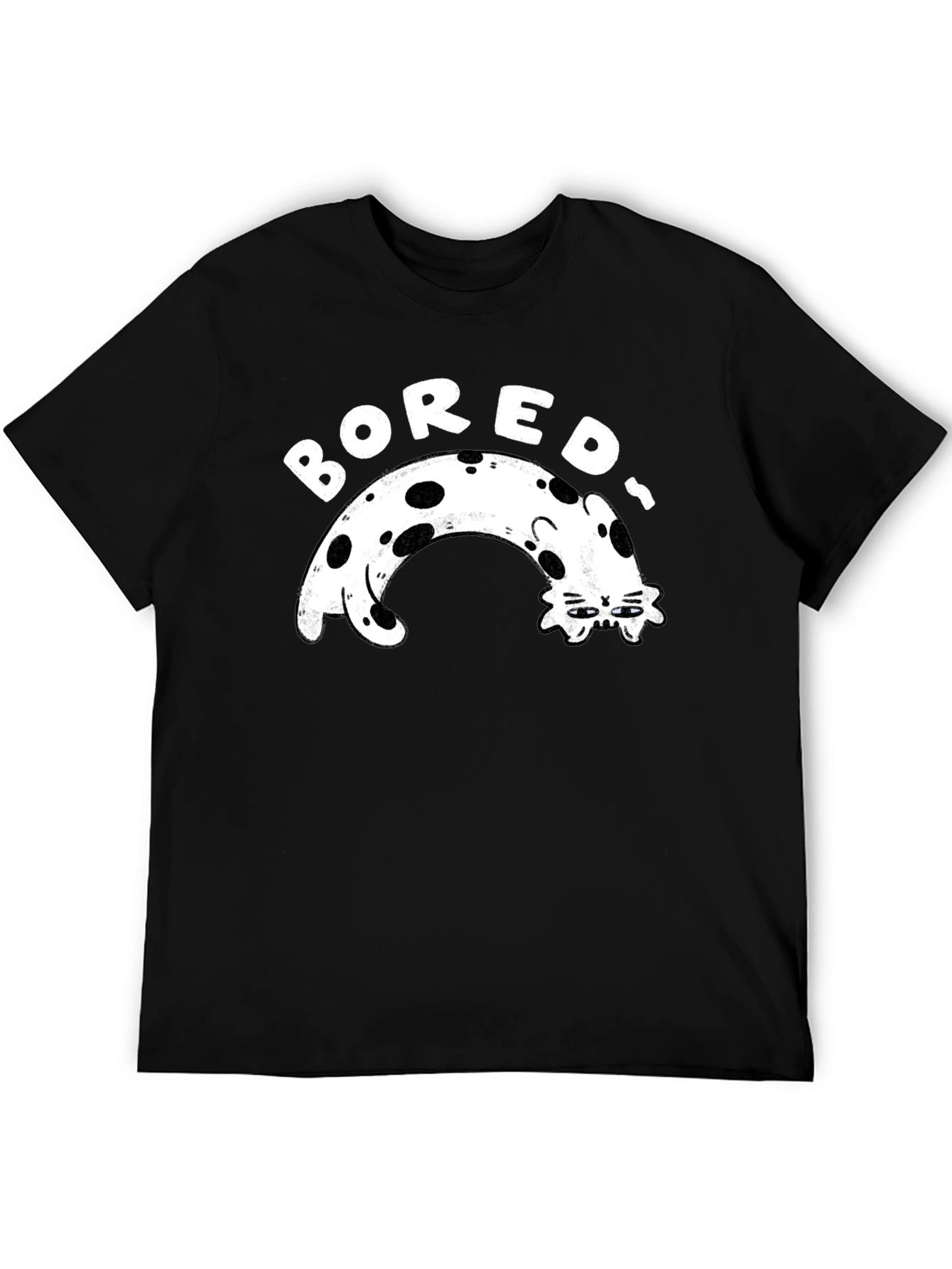 Bored Cat Graphic Tee - Black Casual T-Shirt