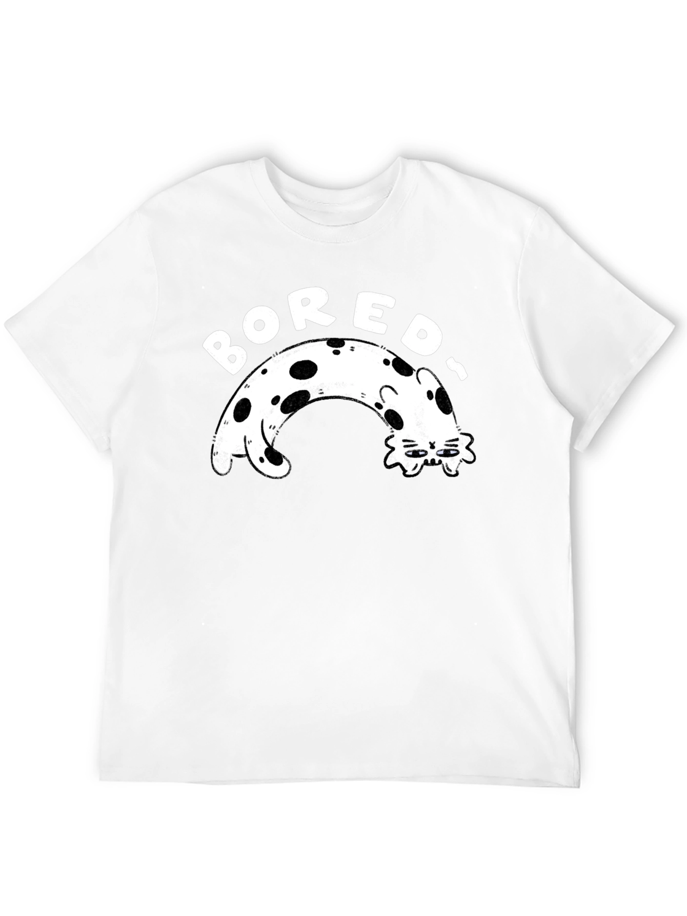 Bored Cat Graphic Tee - Black Casual T-Shirt