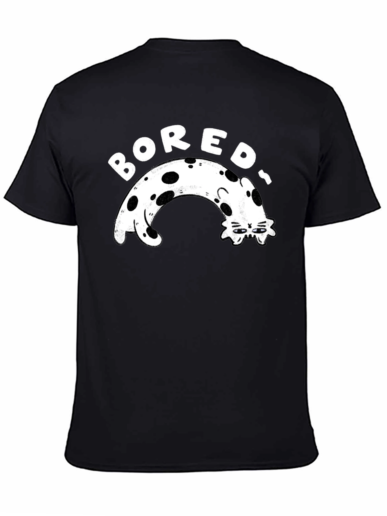 Bored Cat Graphic Tee - Black Casual T-Shirt