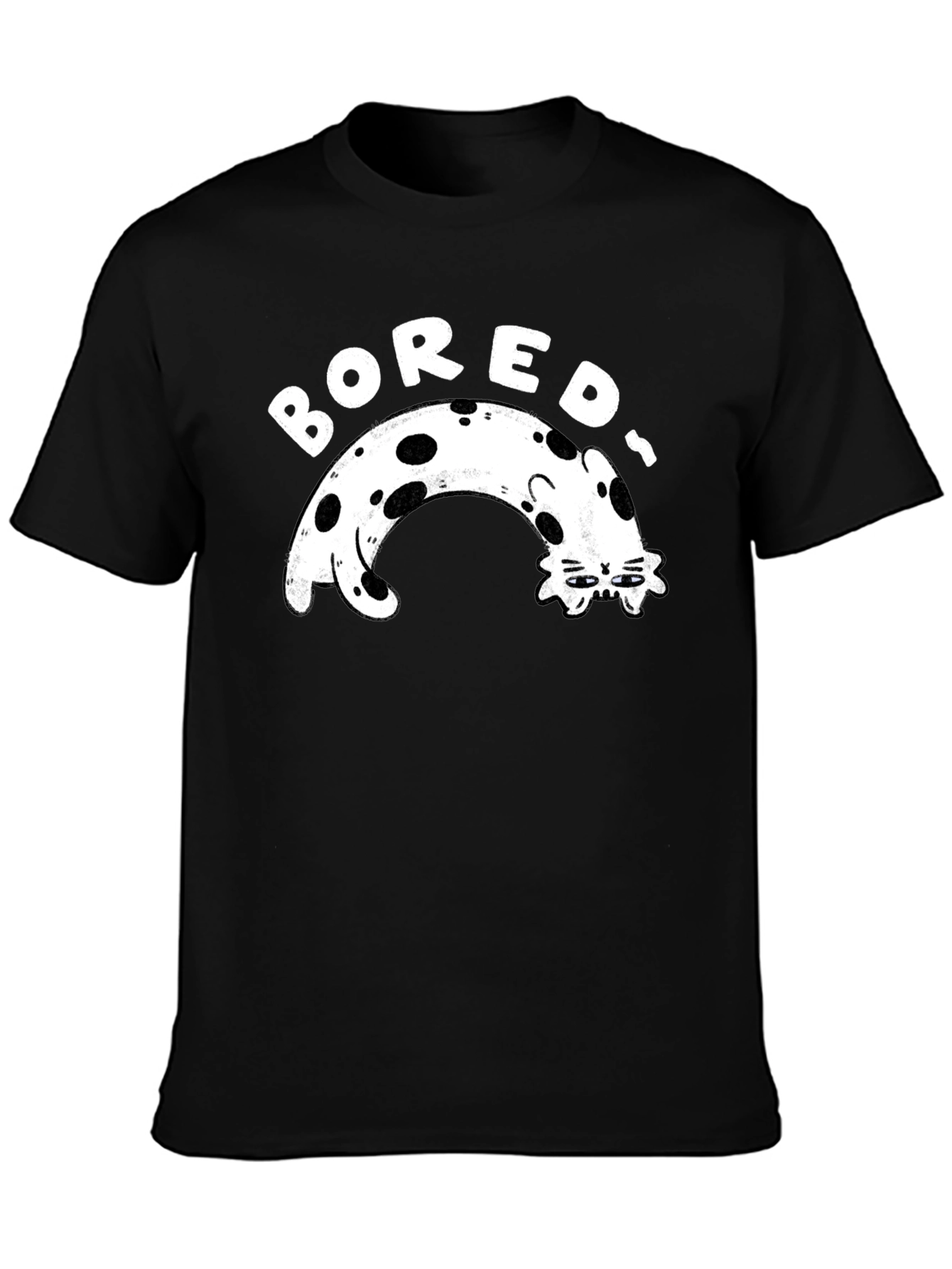 Bored Cat Graphic Tee - Black Casual T-Shirt