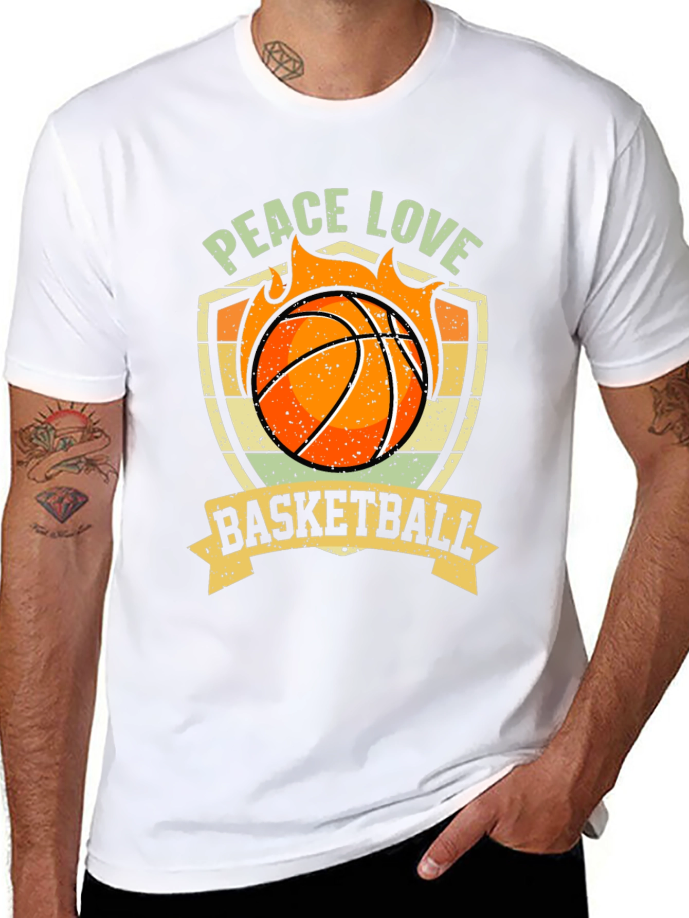 Peace Love Basketball Graphic T-Shirt